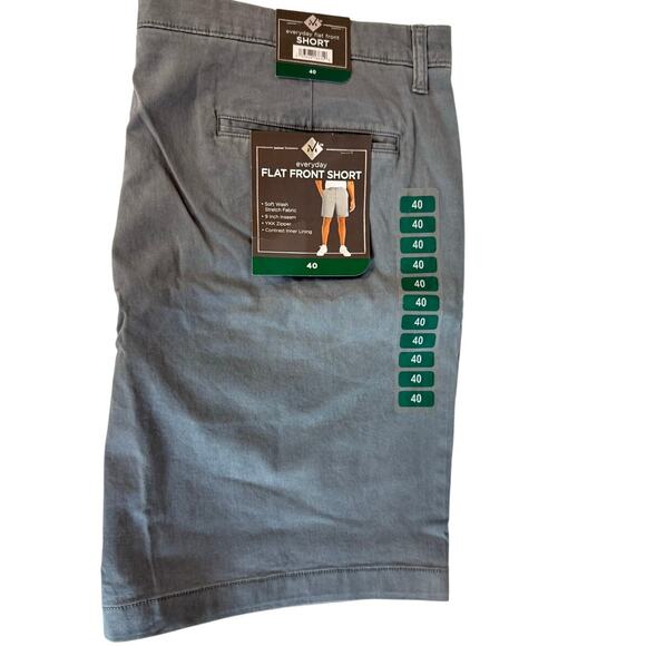 Flat Front Mens Shorts Size 40 Knee Length Zipper Pockets New with Tags - Picture 6 of 6